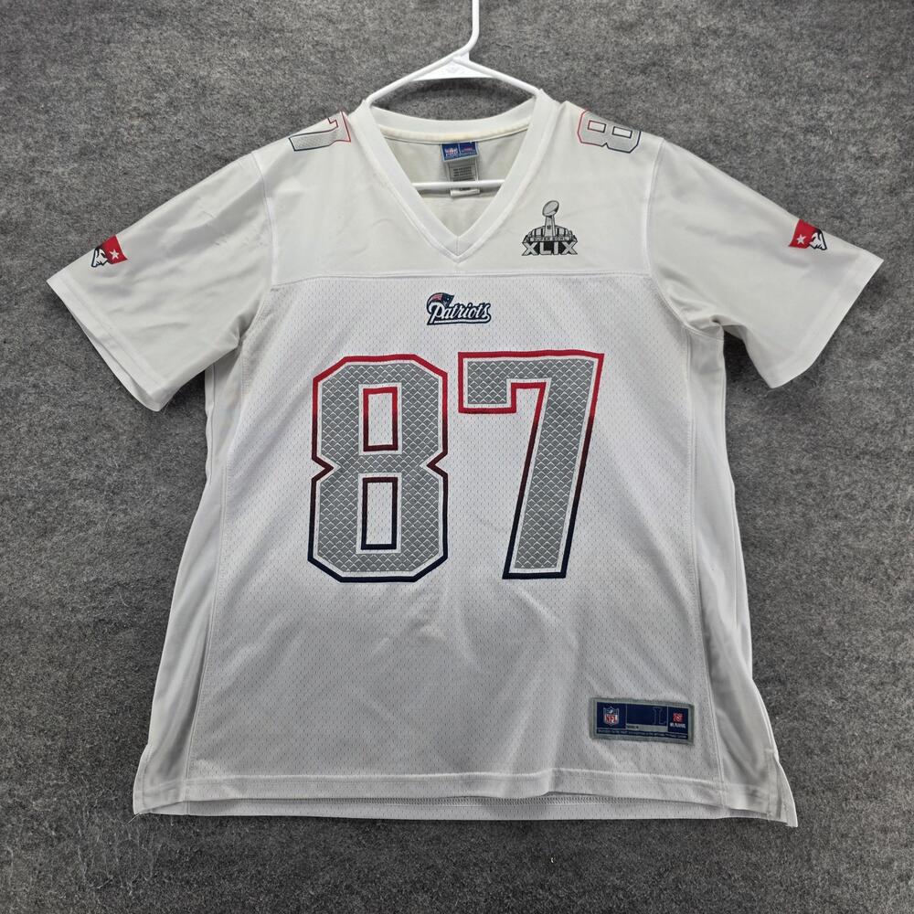 New England Patriots Jersey Mens L White NFL Football NFL Pro Line Gronkowski 87